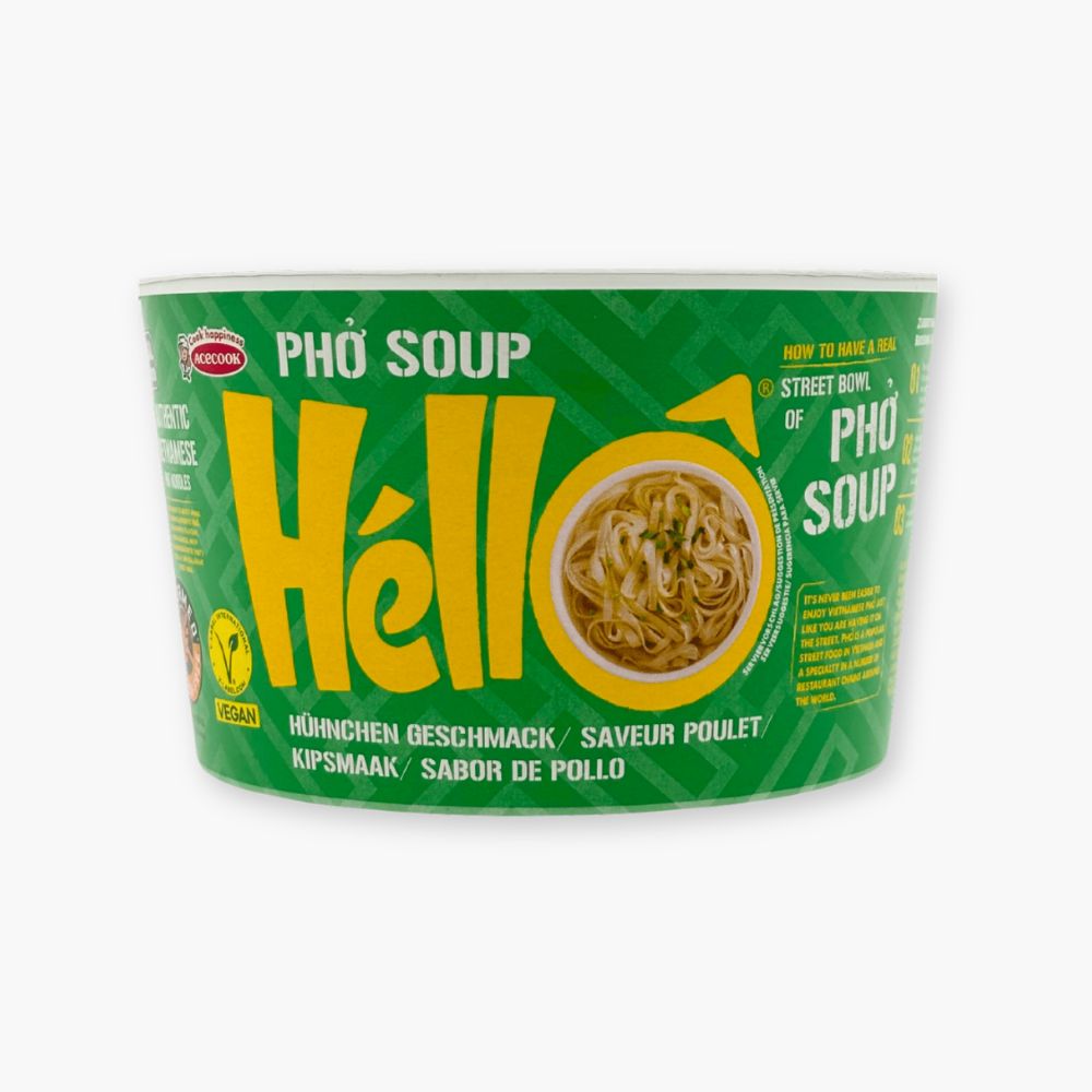 Instant pho soup med risnudler og kyllingesmag