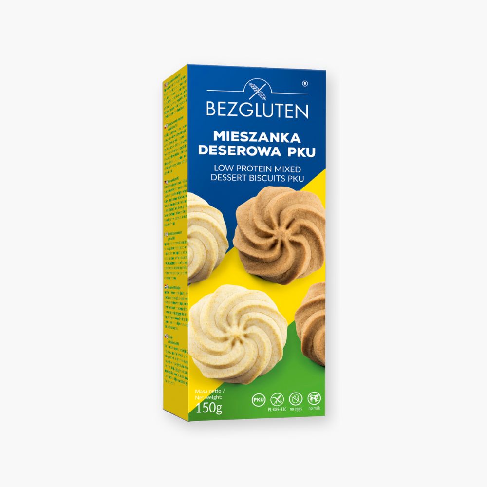 Blandede småkager med mindre protein