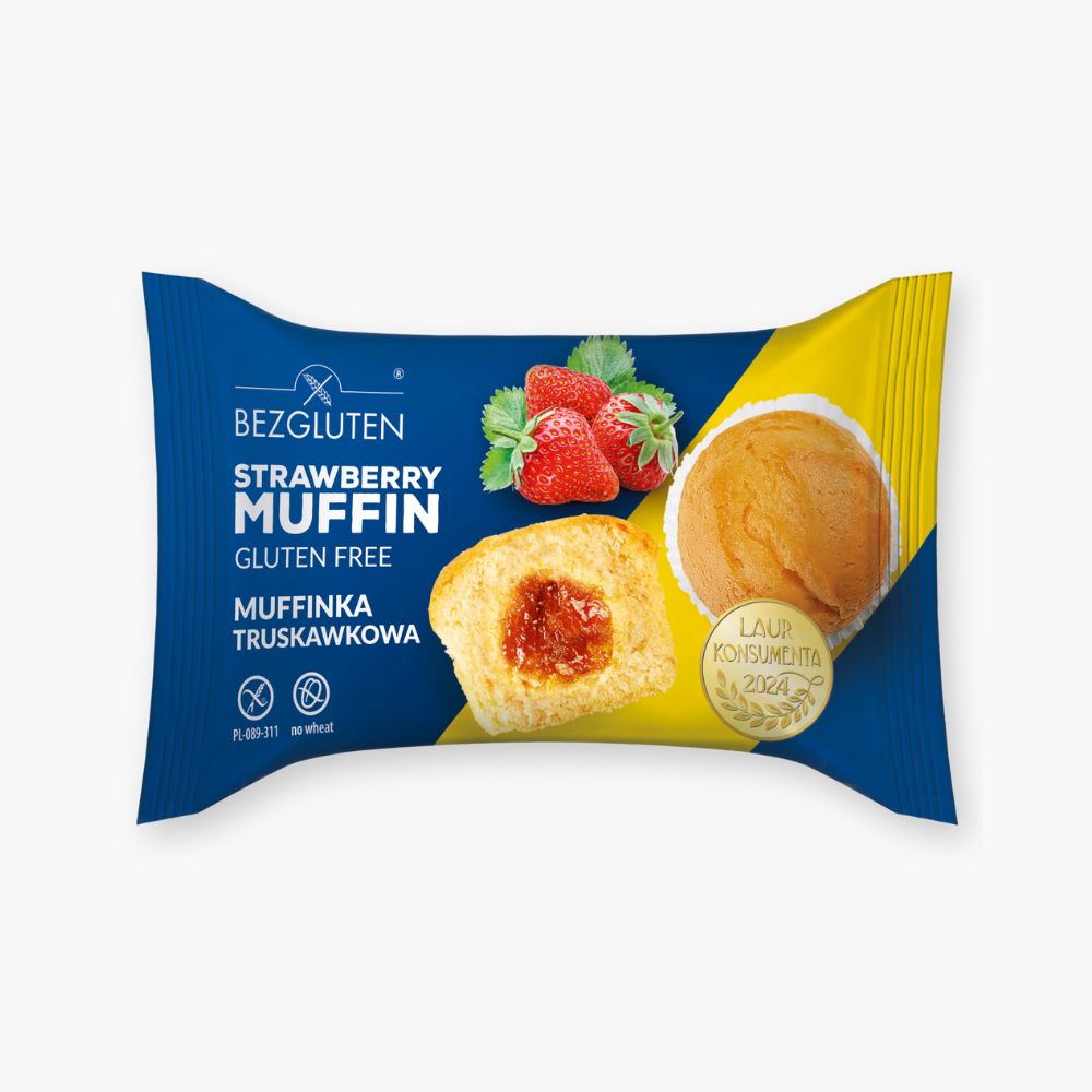 Glutenfri muffin med jordbærfyld