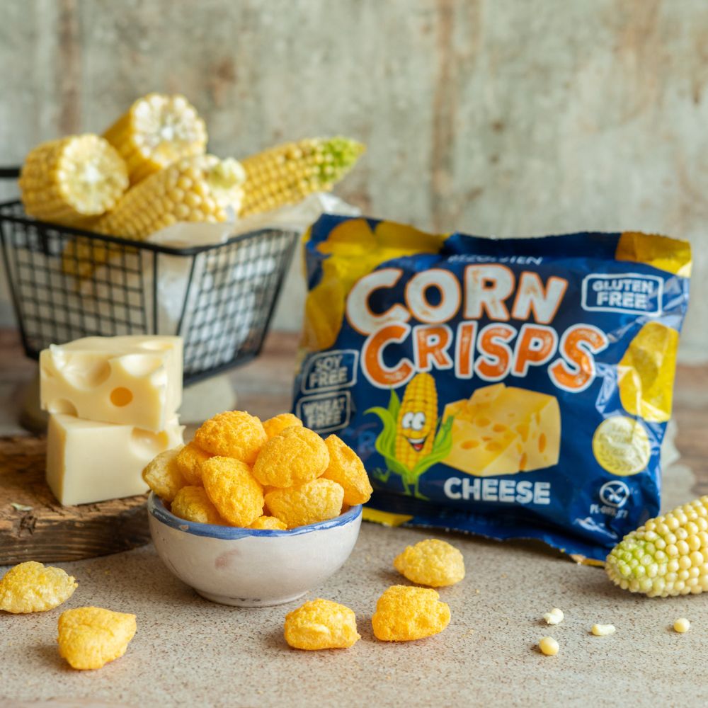 Glutenfri majssnacks med ost