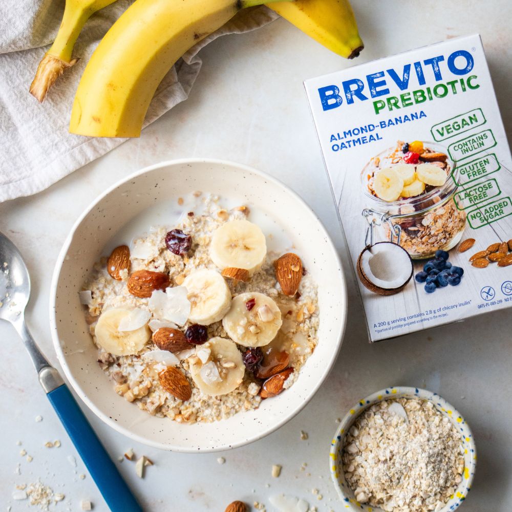 Glutenfri morgenmadsgrød med mandel og banan