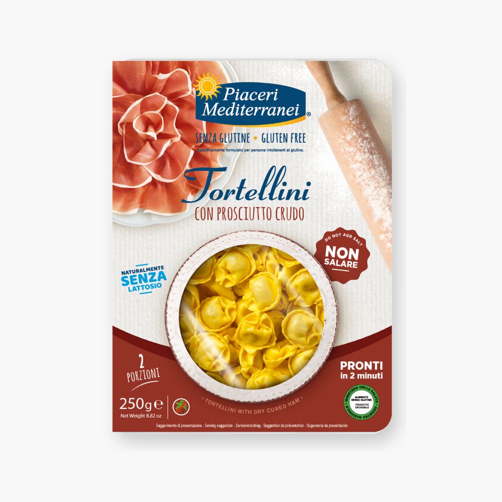 Glutenfri tortellini med skinke fra Piaceri Mediterranei