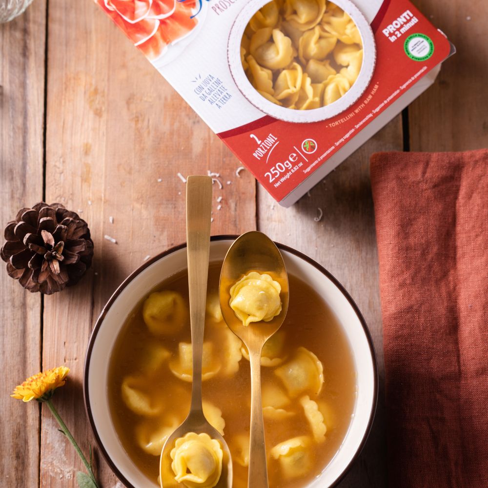 Glutenfri tortellini med skinke fra Piaceri Mediterranei