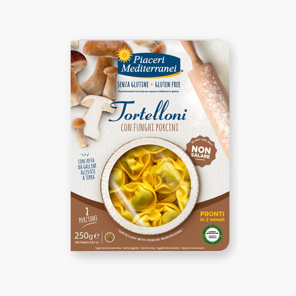 Glutenfri tortelloni med porcini svampe fra Piaceri Mediterranei