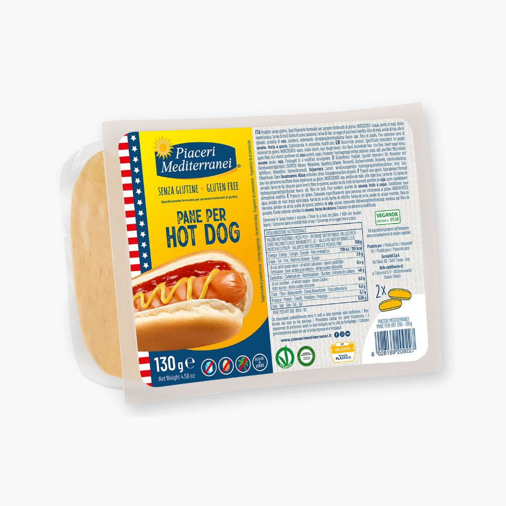 Glutenfrie hotdogbrød fra Piaceri Mediterranei