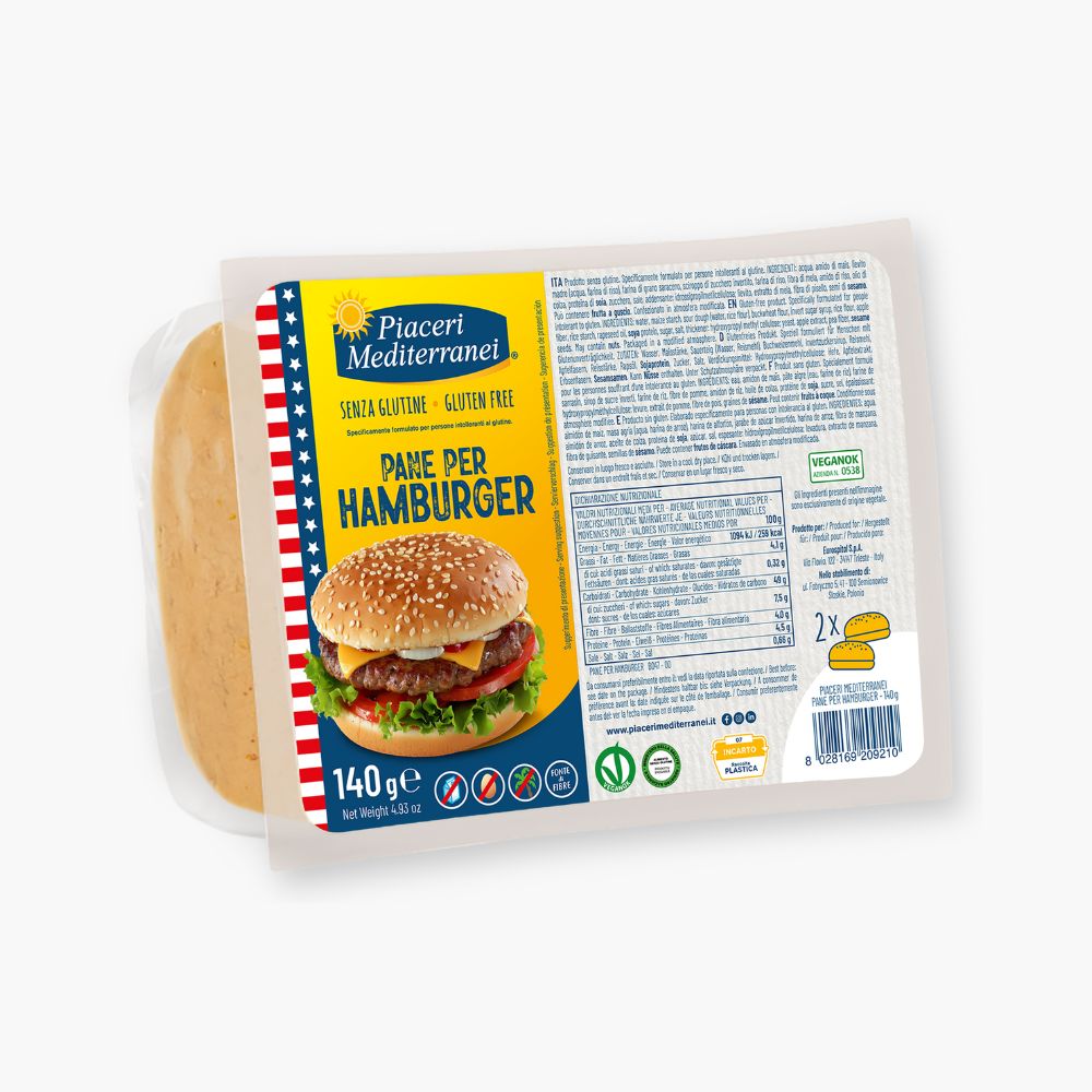 Glutenfrie burgerboller fra Piaceri Mediterranei
