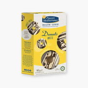 Glutenfri donuts med hvid og mørk glasur