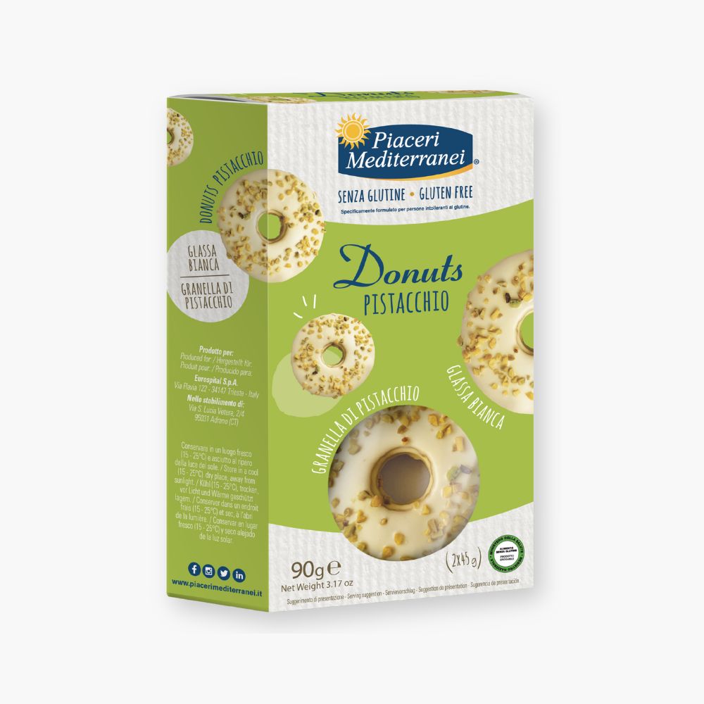 Glutenfri donuts med pistacie fra Piaceri Mediterranei